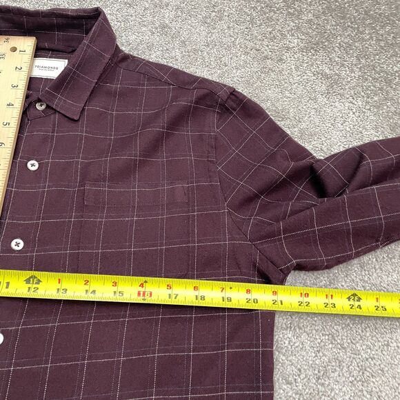 7 Diamonds Aspen Flannel Button Down Shirt Mens Medium Plaid Dark Red Casual Top - Picture 10 of 14
